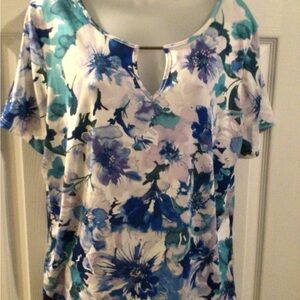 Morgan Taylor Blue and White Blouse with Flowers
